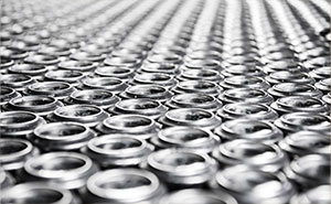 rows of aluminum cans